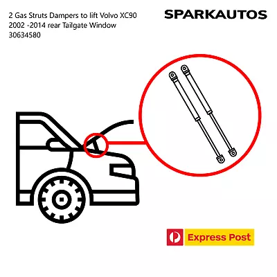 2 Gas Struts Dampers To Lift Volvo XC90 2002 -2014 Rear Tailgate Window 30634580 • $50.74