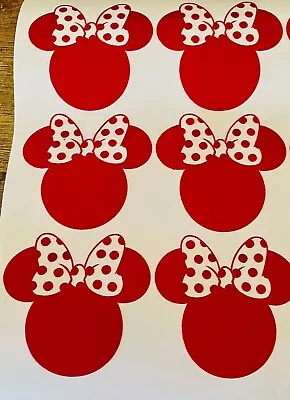 5 X  LARGE DISNEY RED MINNIE MOUSE   Heads Decal Stickers • £4