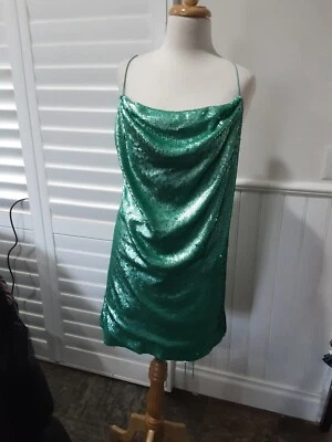 $30 • Buy Asos Mint Sequined Strappy Dress 14
