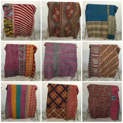 £22.79 • Buy Indian Handmade Vintage Quilt Kantha Bedspread Throw Cotton Blanket Ralli Gudari