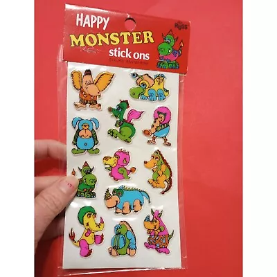 Vintage 80s Puffy RUSS Happy Monster Stick Ons Sticker Package • $33