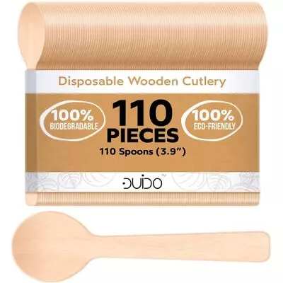 Disposable Wooden Spoons – 110 Pack 3.9 Inch Mini Wooden Spoons Biodegradabl... • $13.22