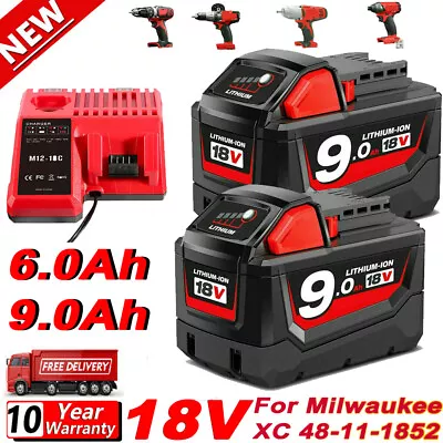 For Milwaukee For M18 M18B5 M18B6 18v XC 6.0Ah Li-ion Battery 48-11-1860/Charger • £18.99