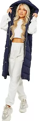 £18 • Buy Women's Hooded Padded Gilet Waistcoat Side Zip Pocket Quilted Long Bodywarmer