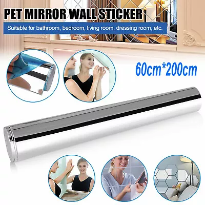 Mirror Sheets Mirror Paper Self Adhesive Roll Stickers Non Glass Self Adhesive • $18.99