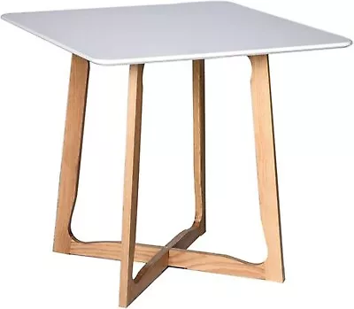 LeisureMod Cedar Square Bistro Dining Table With Natural Wood X Shaped Sled Base • $338.61