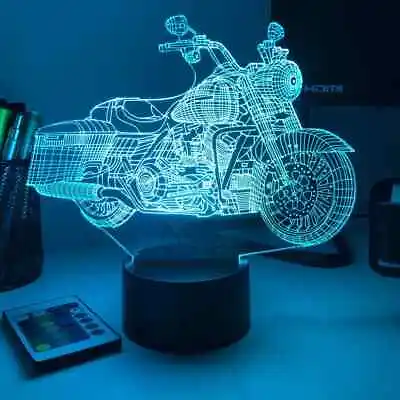 LED Night Light Desk Lamp  3D Kids Home Decor Art Hologram Motorcycle • $40.49