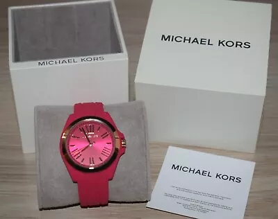 NWT Michael Kors Women's Fuchsia Pink Dial Silicone Strap Watch MK2745 ~ #6 • $159.99