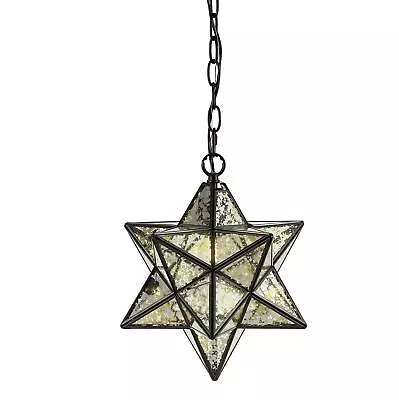 JONATHAN Y JYL9072A Stella 12  Moravian Star Metal/Mercury Glass LED Pendant • $121.17