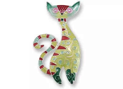 Cat Radiance Pin Brooch - Whimscal & Colorful Hand Painted Retro Kitty • $23.99