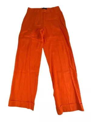 Vtg MetroStyle Linen Pants Womens 12T Orange Slacks Trousers Chino Pockets Y2K • $21.99