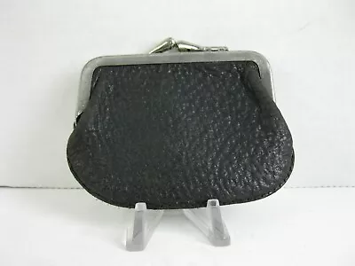 Vintage Grain Leather Kiss Lock Change/Coin Purse • $12.95