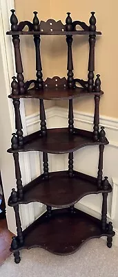 Vintage 5 Tier Corner Shelf Free Standing Shelving Unit Etagere Spindle LOCAL • $150