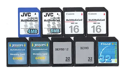 Lot Of 9x 4MB 8MB 16MB 32MB 64MB MEGABYTE MMC MultiMediaCard Memory Cards • $44.99