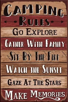 CAMPING RULES Retro/ Vintage Tin Metal Sign Man Cave Wall Home Décor Shed-Garage • $12.99