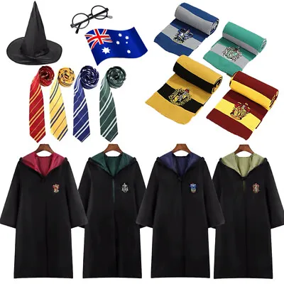 Harry Potter Adult Kids Robe Cloak Gryffindor Slytherin Tie Cosplay Costume Cape • $25.89