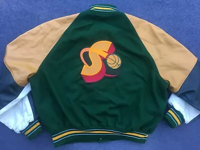 Seattle Sonics Jacket Letterman Vtg Varsity Leather Wool Supersonics 2XL / 3XL • $299.99