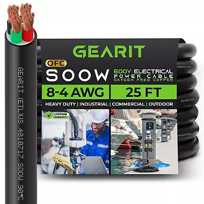 8/4 8 AWG Portable Power Cable (25 Feet - 4 Conductor) SOOW 600V 8 Gauge Electri • $194.99