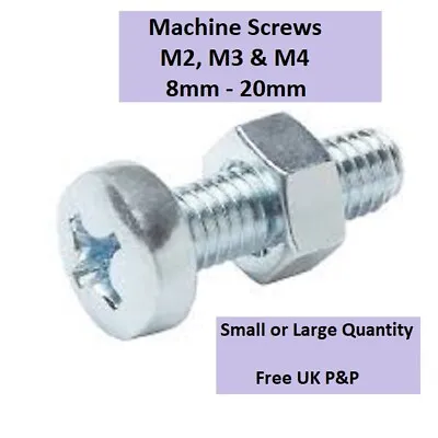 MACHINE SCREWS & Nuts Button Head - M2 M3 & M4 - Choose Length -& Quantity Reqd • £0.99