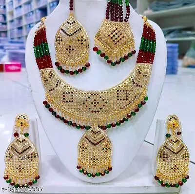 Indian Bollywood Rajwadi Green Red Kundan Choker Necklace Wedding Jewelry Set • $23.97