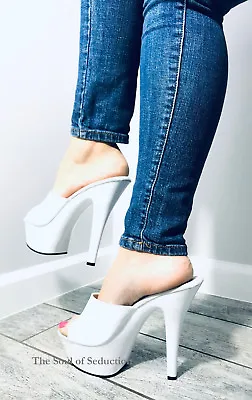 $48.95 • Buy 6  White Platform High Heels Mens Drag Queen Crossdresser Shoes Size 11 12 13 14