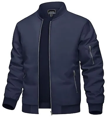Men's Lightweight Sportswear Full-Zip Windbreaker Spring Fall Thin Bomber Jacket • $35.98