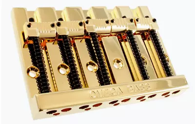 Gold OMEGA Grooved Badass V Style 5-string Bass Guitar Bridge BB-3361-002 • $55