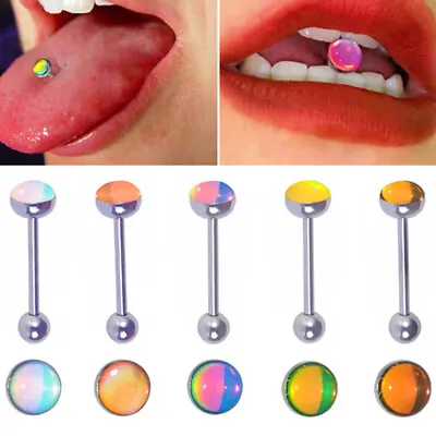 1PC Anti-Allergy Surgical Steel Tongue Barbell Piercings Flash Film Barbell  ZD • £4.50