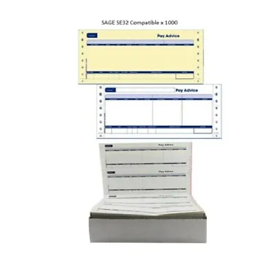 Exacompta 2-Part Payslip Sage SE32 Compatible Wage Slip 1000 Forms VAT Invoice • £12.99