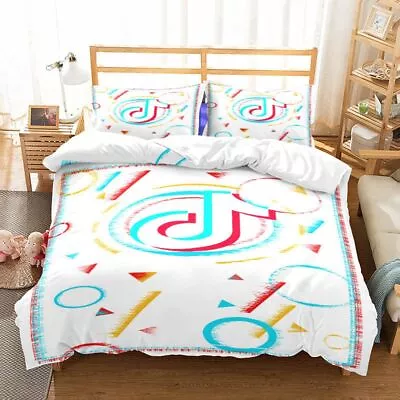 Tiktok Pattern Duvet Cover With Pillowcase Comfortable Bedding King Queen Size • £23.04