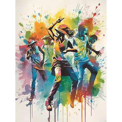 Rainbow Rhythm Dance Festival Of Colour Dancers Canvas Poster Picture Wall Art • £12.99