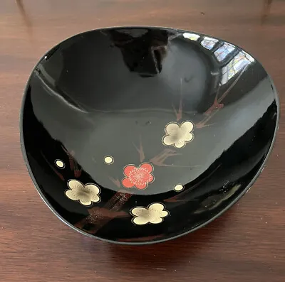 Vintage Japanese Asian Lacquer Ware Bowl Hand Painted Mid Century Modern • $12.99