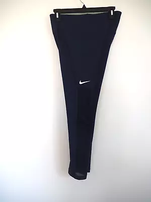 NIKE DriFit Navy Blue Mesh Side Panel 3/4 Fitness Exercise Leggings W/Pockets Lg • $18.40