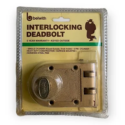 Belwith Vintage Interlocking Deadbolt Night Latch/Dead Bolt 5 Pin Cylinder • $28.90