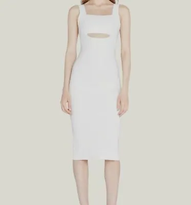 $790 Victoria Beckham Women's White Cutout Sleeveless Sheath Dress Size US 4 • $253.18