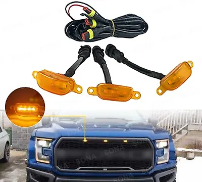 3pcs LED Front Grille Lights For 2004-2019 Ford F-150 F250 F350 Raptor Yellow • $12.99