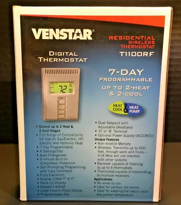 VENSTAR 7 Day * 2 Heat * 2 COOL Thermostat * T1100RF * New In Box • $59.99