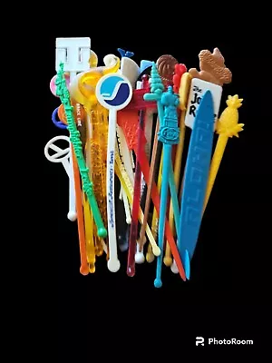 Vintage Lot Of 36 Swizzle Sticks Barware Stirers Cocktail  Retro And Tiki Bar • $15