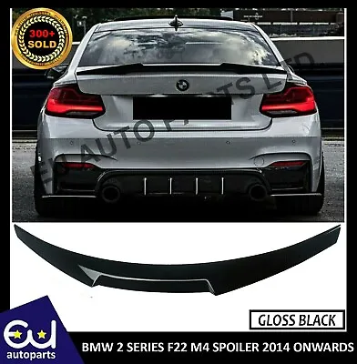 For Bmw 2 Series F22 Coupe F87 M4 Style Gloss Black Rear Boot Trunk Lip Spoiler • £32.99