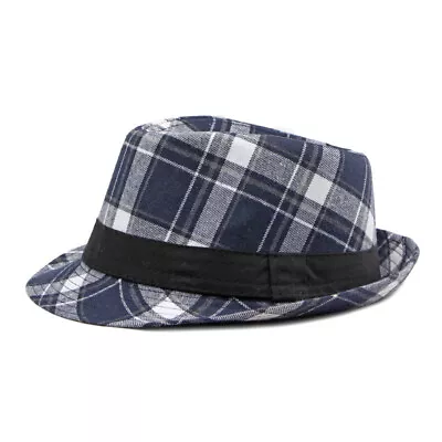 Men Tartan Hat Retro Look Plaid Bucket Cap Fisherman Travel Beach Sun Hat Summer • £13.19