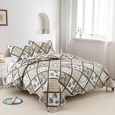 £26.99 • Buy Luxury 3 PCs Bedspread Patchwork Quilted Bed Throw Double King Size Bedding Set