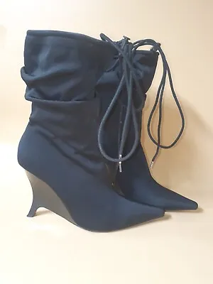 Zara Trafaluc Black Booties With Drawstring Size 39 • $25