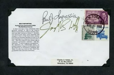 Autographed Envelope Paul Ingrassia And Joseph B. White Wall Street Journal • $15.76