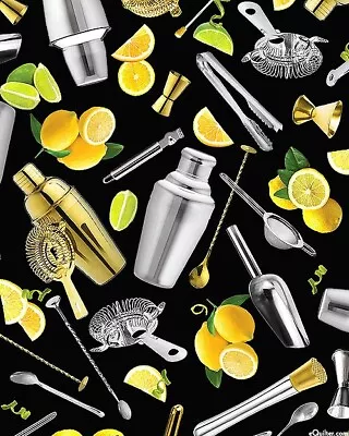 $7.99 • Buy Barware Martini Cotton Fabric Top Shelf  Kanvas By The Yard  