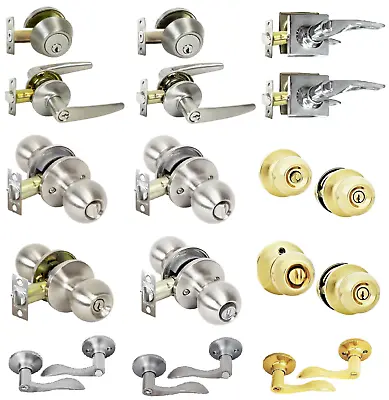 Entry Door Lock Set W/ 3 Keys Home Entrance Knob Lever Handle Deadbolt  • $13.79