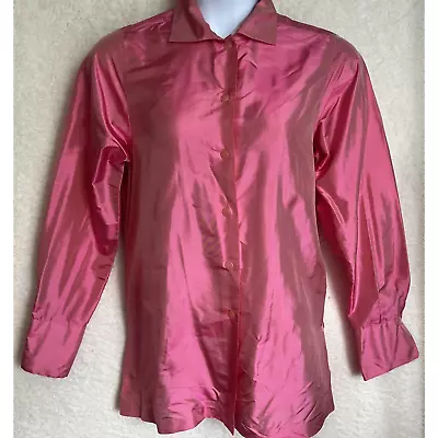 Linda Allard Ellen Tracy Sz 10 100% Silk Designer Blouse Barbie Core Orig. $275 • $48.97