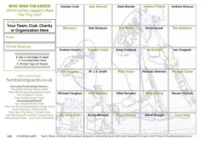 Cricket Fundraising Cards The Ashes 10 Pack Club Pub Scratch Raffle Ticket Draw • £4.19