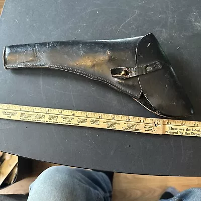 Vintage Black Leather Gun Holster 14” - Very Early - Super Long Barrel Cowboy • £8.10