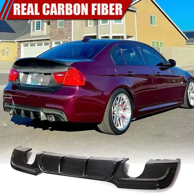 REAL CARBON Rear Bumper Diffuser Lip Bodykit For BMW E90 325i 335i M-Sport 09UP • $324.89