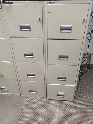 Schwab 1000 / 5000 Tan 4 Drawer UL Fireproof File Cabinet W Key 4FLD-5 Used • $450